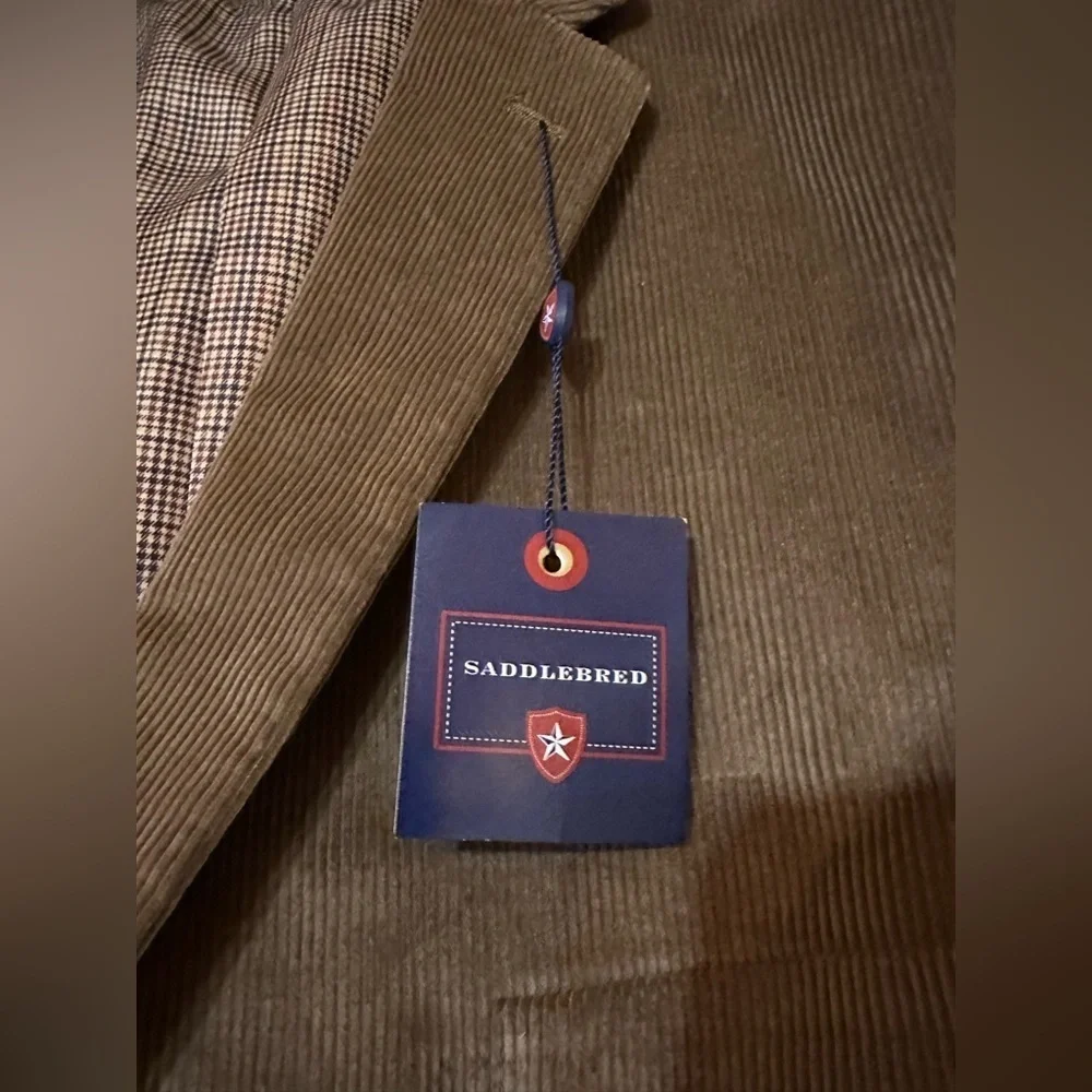 NWT Saddlebred Chocolate Brown Corduroy Sport Coat Blazer Men’s 56R B2994JB $145